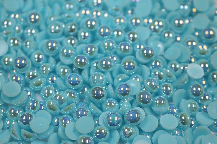 Round Half Pearls 10mm AB Colours - Blue Lagoon AB