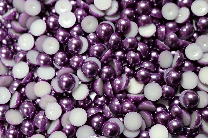 Round Half Pearls 10mm Plain Colours - Amethyst