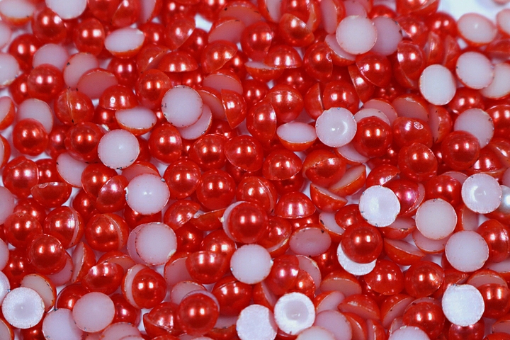 Round Half Pearls 6mm Plain Colours - Red