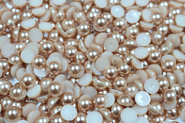 Round Half Pearls 6mm Plain Colours - Nude