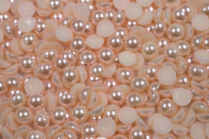 Round Half Pearls 6mm Plain Colours - Light Peach