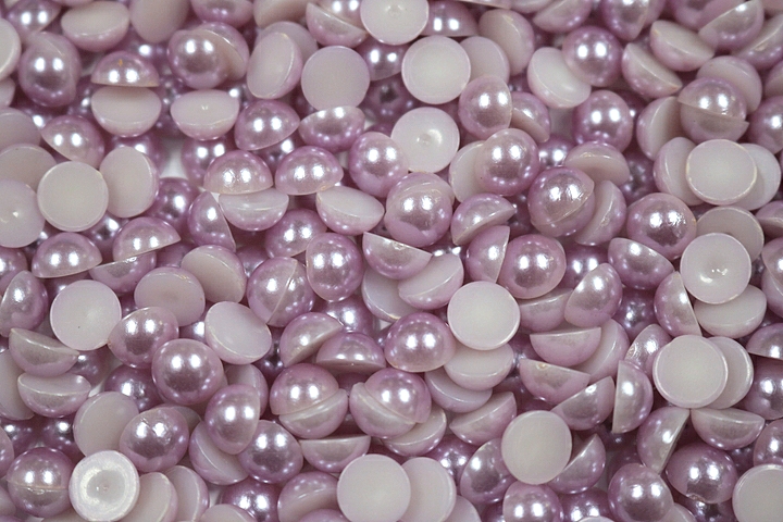 Round Half Pearls 6mm Plain Colours - Light Amethyst