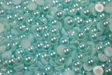 Round Half Pearls 8mm Plain Colours - Aquamarine.