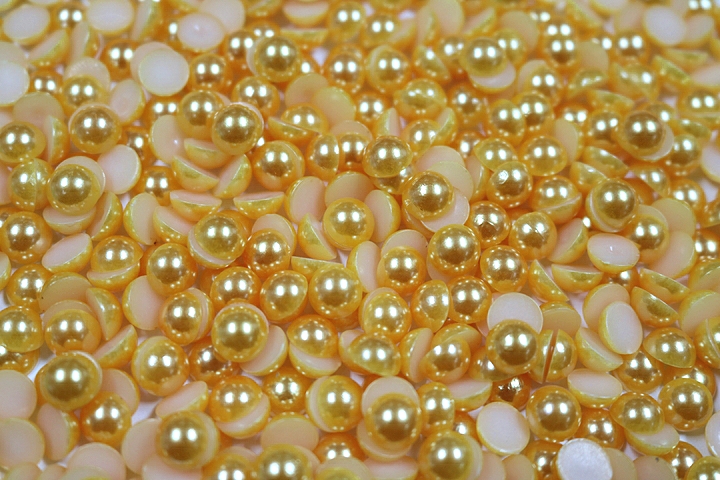 Round Half Pearls 8mm Plain Colours - Sunrise