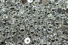 Round Half Pearls 8mm AB Colours - Metallic Silver