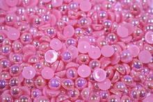 Round Half Pearls 8mm AB Colours - Candy Floss AB