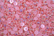 Round Half Pearls 8mm AB Colours - Sugar Pink AB