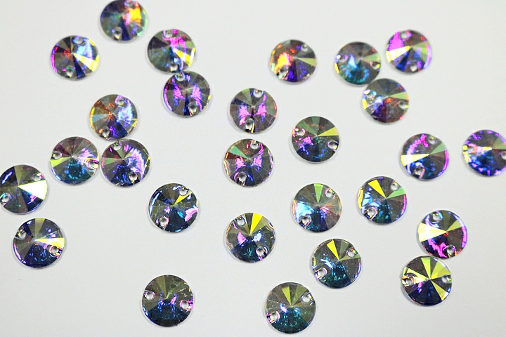 Round Pointed 10mm Coloured AB resin Stones - Crystal AB