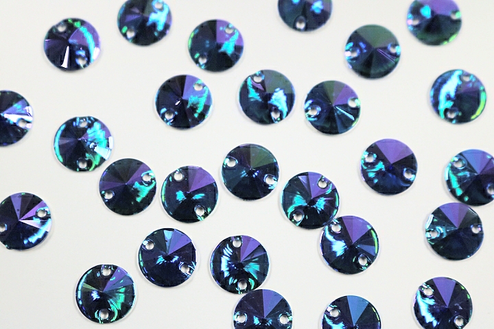 Round Pointed 10mm Coloured AB resin Stones - Bright Sapphire AB