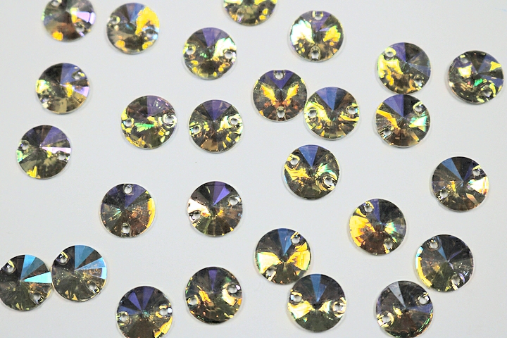 Round Pointed 10mm Coloured AB resin Stones - Golden Shadow AB