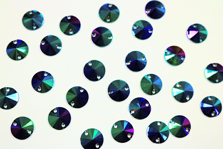 Round Pointed 10mm Coloured AB resin Stones - Blue Verdigris AB(Jet AB)