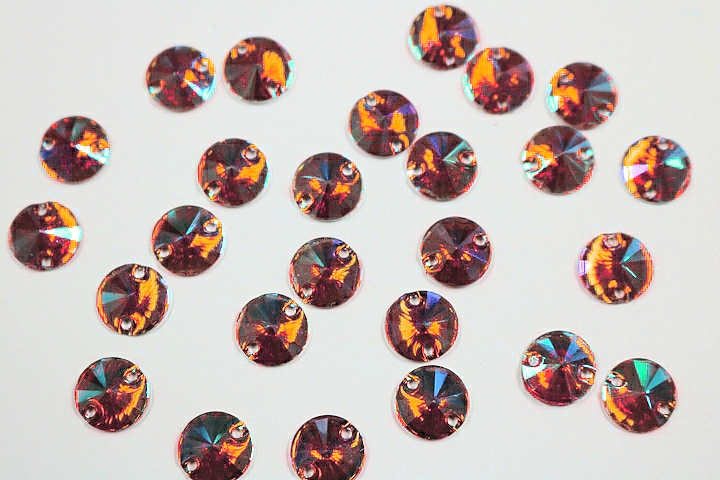 Round Pointed 10mm Coloured AB resin Stones - Tangerine AB