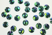 Round Pointed 10mm Coloured AB resin Stones - Blue Zircon AB