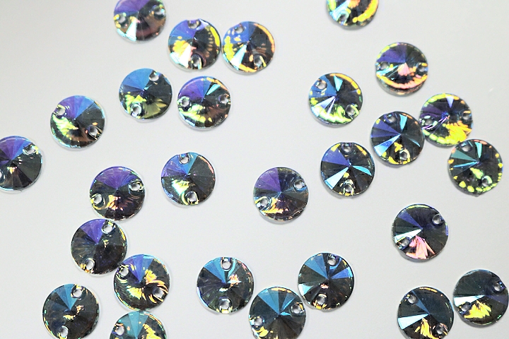 Round Pointed 10mm Coloured AB resin Stones - Light Sapphire AB