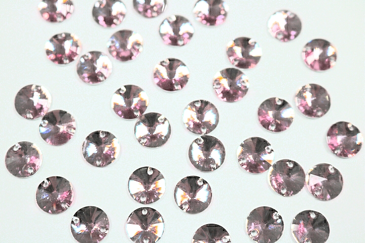 Round Pointed 10mm Coloured resin Stones - Light Rose