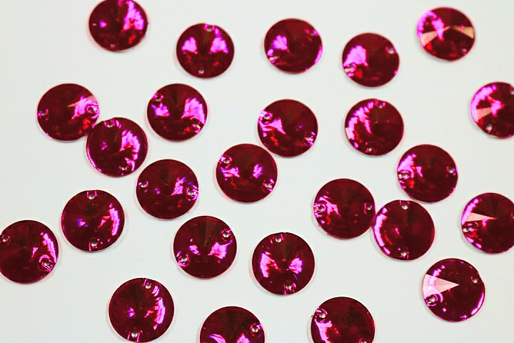 Round Pointed 14mm Coloured resin Stones - Electric Pink