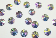 Round Pointed 14mm Coloured AB resin Stones - Crystal AB