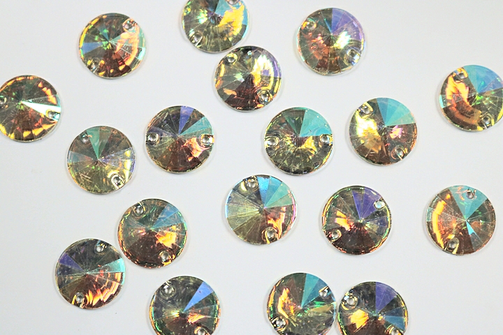 Round Pointed 14mm Coloured AB resin Stones - Golden Shadow AB