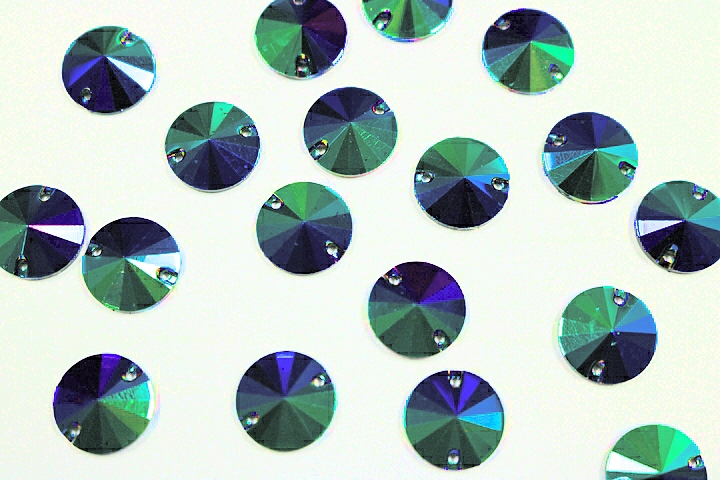 Round Pointed 14mm Coloured AB resin Stones - Blue Verdigris AB(Jet AB)