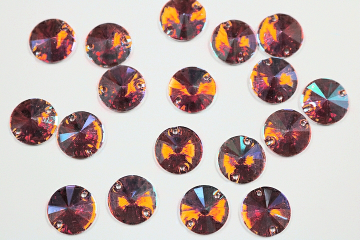 Round Pointed 14mm Coloured AB resin Stones - Tangerine AB