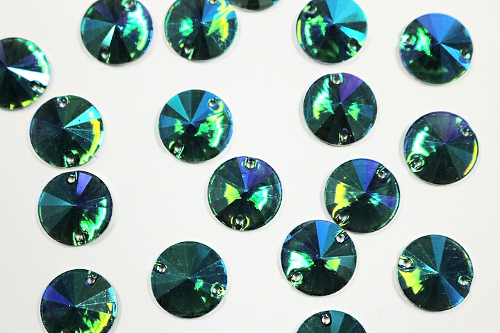 Round Pointed 14mm Coloured AB resin Stones - Blue Zircon AB