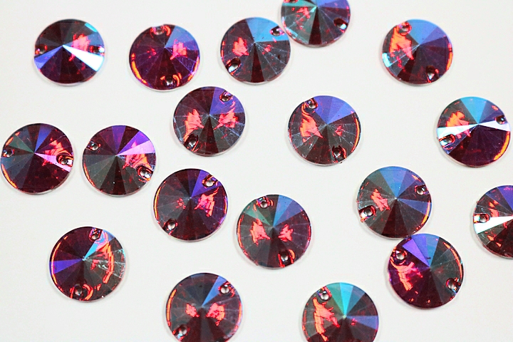 Round Pointed 14mm Coloured AB resin Stones - Light Siam AB