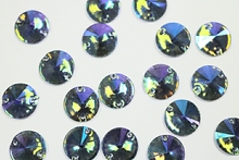 Round Pointed 14mm Coloured AB resin Stones - Light Sapphire AB