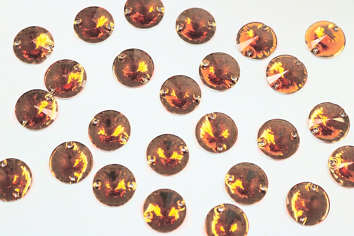 Round Pointed 14mm Coloured resin Stones - Tangerine