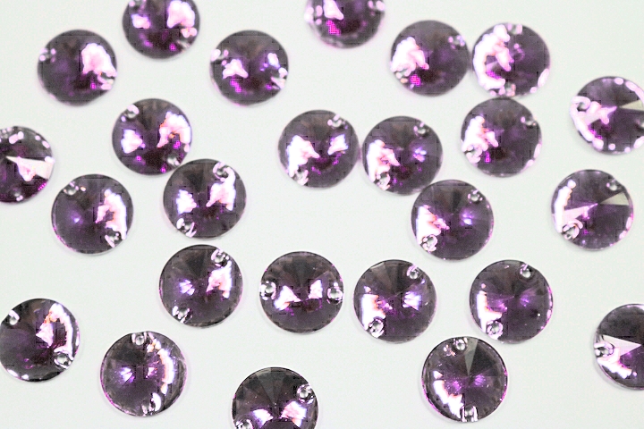 Round Pointed 14mm Coloured resin Stones - Amethyst