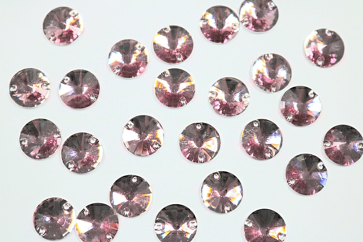 Round Pointed 14mm Coloured resin Stones - Light Rose