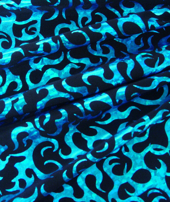 Sabre Metallic Lycra - Black/Turquoise Hologram