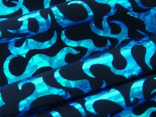 Sabre Metallic Lycra - Black/Turquoise Hologram