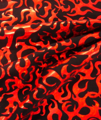 Sabre Metallic Lycra - Black/Red Hologram