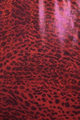 Savannah Animal Print Hologram Lycra - Red/Black