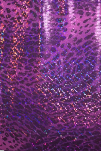 Savannah Animal Print Hologram Lycra - Electric Pink/Grape/Black