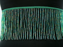 Elastic Top 10cm Long Bead Fringe - Emerald AB