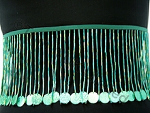 Stretch 10cm Bead Fringe With 14mm Sequin Disc - Emerald AB