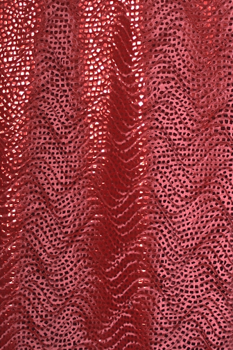 Supreme Embossed Mosaic met. Stretch Velvet - Flamenco Red