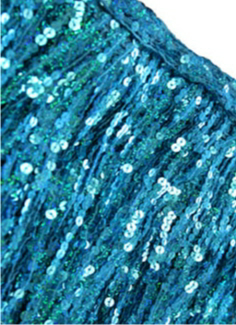 Sequin Fringe 40cm Long-Flat 6mm Sequins - Turquoise Hologram