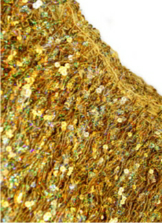 Sequin Fringe 40cm Long-Flat 6mm Sequins - Gold Hologram