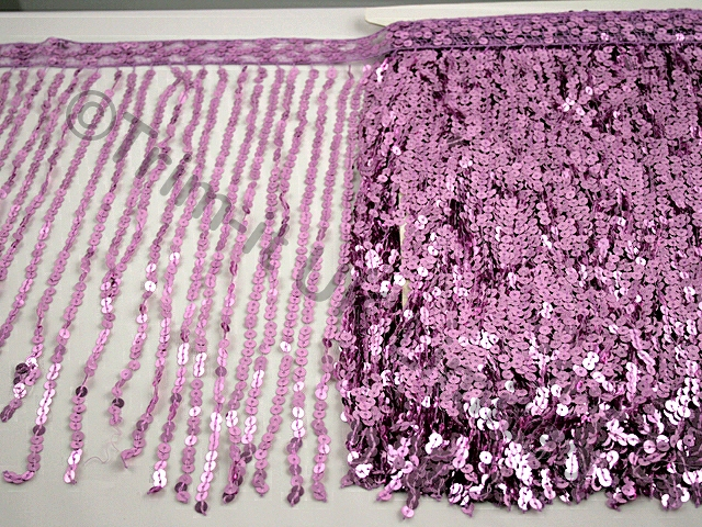 Sequin Fringe 40cm Long-Flat 6mm Sequins - Metallic Orchid