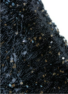 Sequin Fringe 40cm Long-Flat 6mm Sequins - Metallic Black