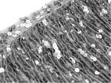 Sequin Fringe 40cm Long-Flat 6mm Sequins - Metallic Silver