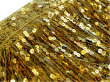 Sequin Fringe 40cm Long-Flat 6mm Sequins - Metallic Gold