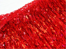 Sequin Fringe 40cm Long-Flat 6mm Sequins - Red Hologram