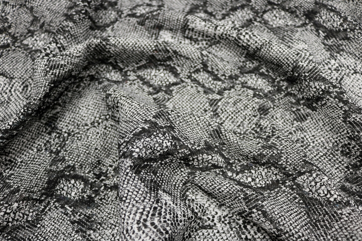 Snake Print on Stretch Lace - White/Black