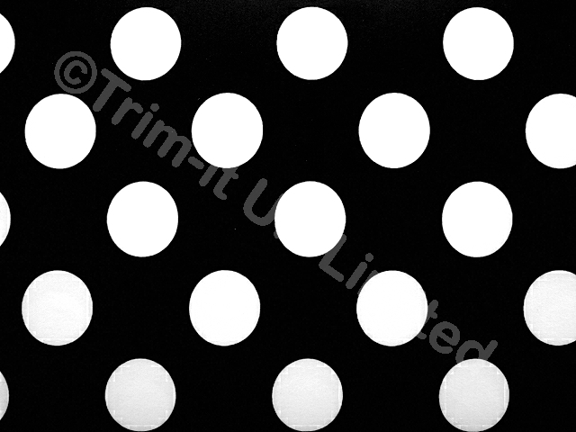 28mm Polka Dot Lycra with Black back ground - White