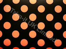 28mm Polka Dot Lycra with Black back ground - Flo. Orange