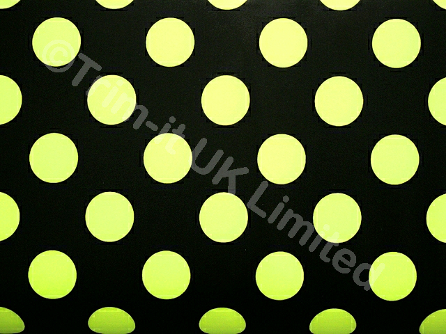 28mm Polka Dot Lycra with Black back ground - Tropic Lime