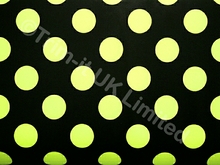 28mm Polka Dot Lycra with Black back ground - Tropic Lime